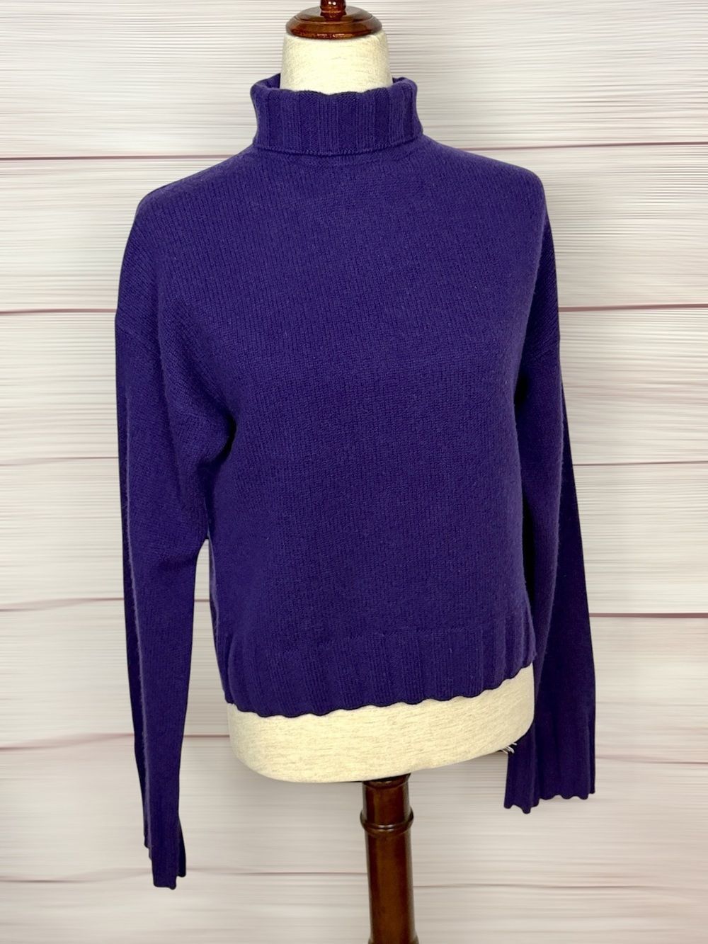 Allude Purple Cashmere Wool Sweater Cropped Turtleneck Boxy M